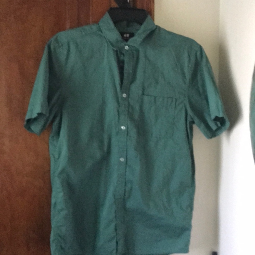 Green button down shirt
